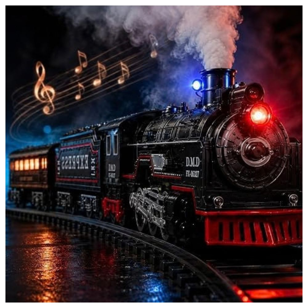 Toy Train Set with 10 Tracks - Classic Vintage Style Engine for Kids - Image 2