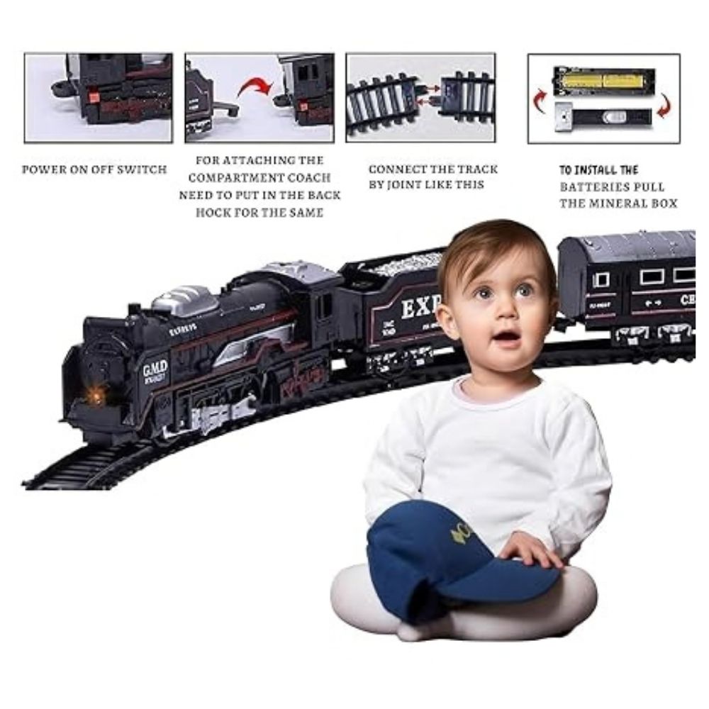 Toy Train Set with 10 Tracks - Classic Vintage Style Engine for Kids - Image 7