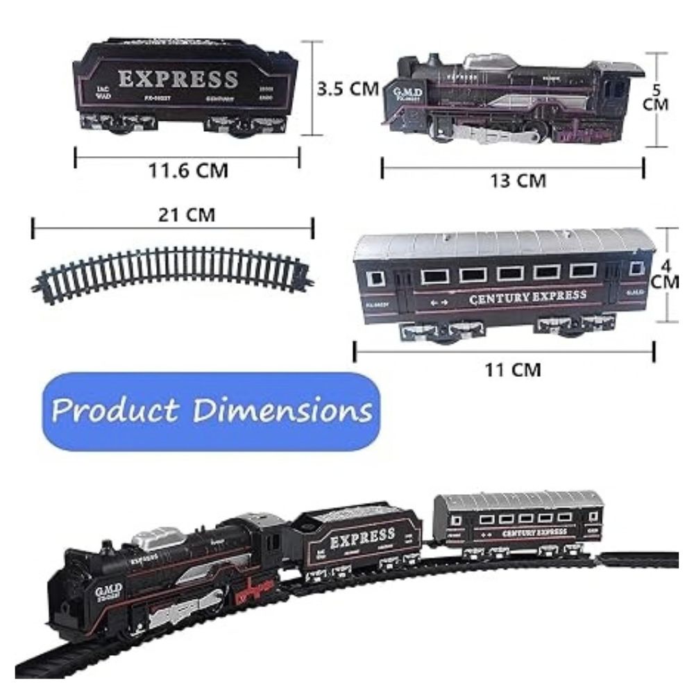 Product dimensions and size of the toy train set engine and carriages