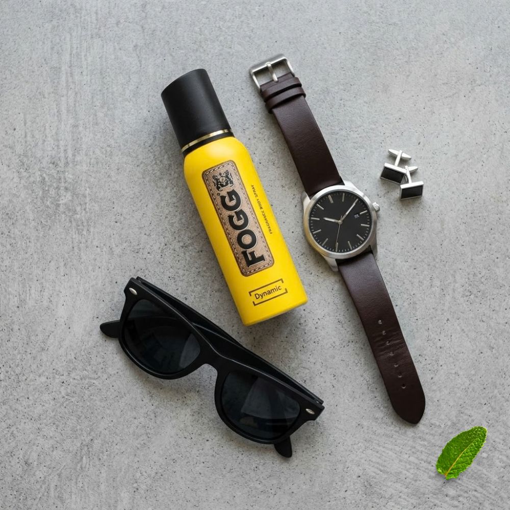 Fogg dynamic body spray with men grooming accessories and watch